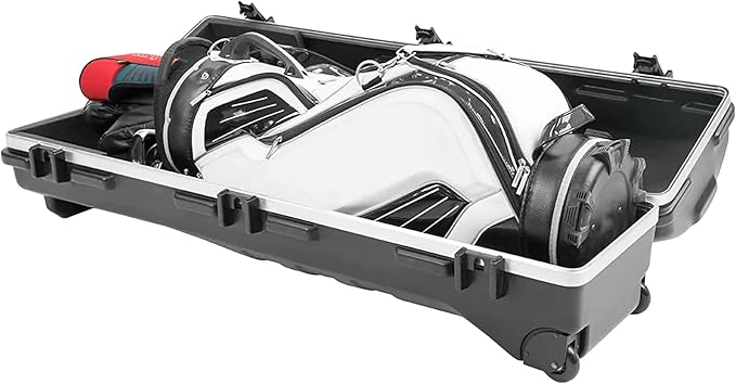 SKB Staff ATA Hard Shell Plastic Golf Travel Case for Cart Bags with Wheels - Heavy-Duty Rolling Club and Driver Carrier for Airline Transport, Impact-Resistant with TSA Locking Latches