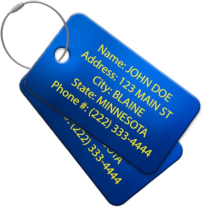 High Visibility Multi Pack Customized Tavel ID Tag - Luggage Tag - Golf Bag ID - Personalized ID Travel Tag - Imprinted Luggage Tag - Luggage, Bikes, Sport Equipment and More. (2)
