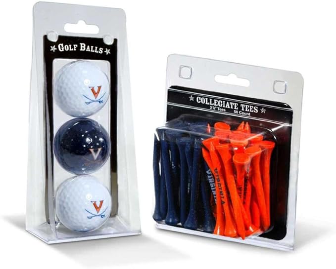 Team Golf NCAA Logo Imprinted Golf Balls (3 Count) & 2-3/4" Regulation Golf Tees (50 Count), Multi Colored