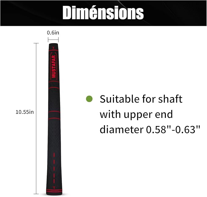 MUSTAFAR Premium Rubber Midsize Golf Grips 13 Pack -Enhanced Traction and Comfortable,Durable Golf Club Grips 4 colors Available