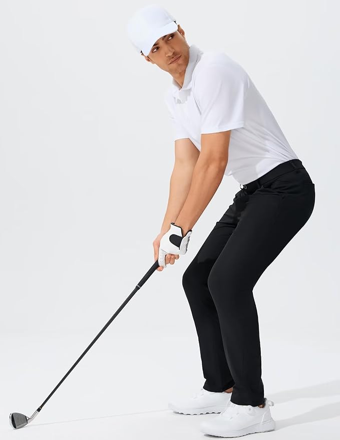 QPNGRP Men's Golf Pants 30"/32"/34" Inseam Lightweight Stretch Work Dress Pants