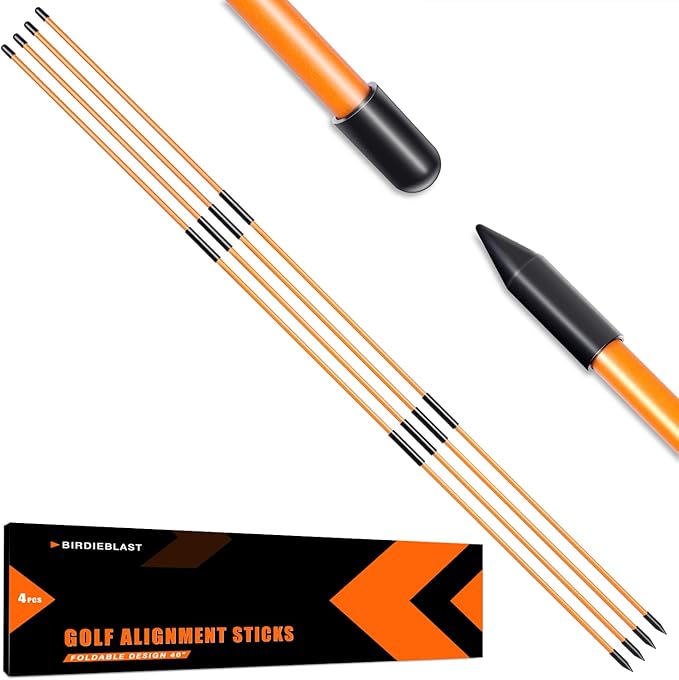 Professional 2 or 3 or 4 Pack Collapsible Golf Alignment Sticks, Premium 40" Alignment Golf Stick Ideal for Aiming, Putting and Swing Practice