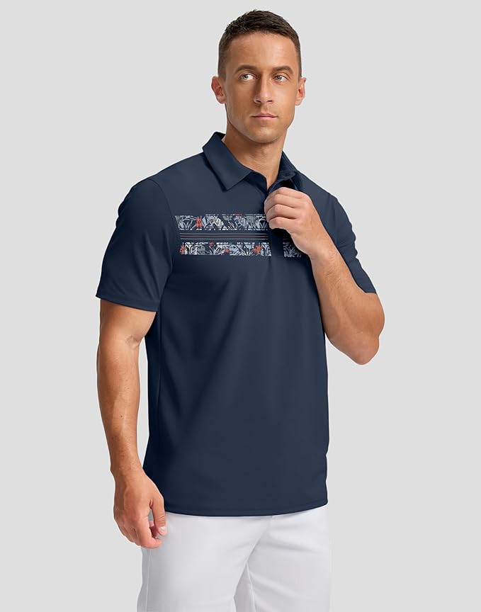 Men's Golf Shirts Dry Fit Moisture Wicking Performance Short Sleeve Collared Polo Shirts for Casual Athletic Business