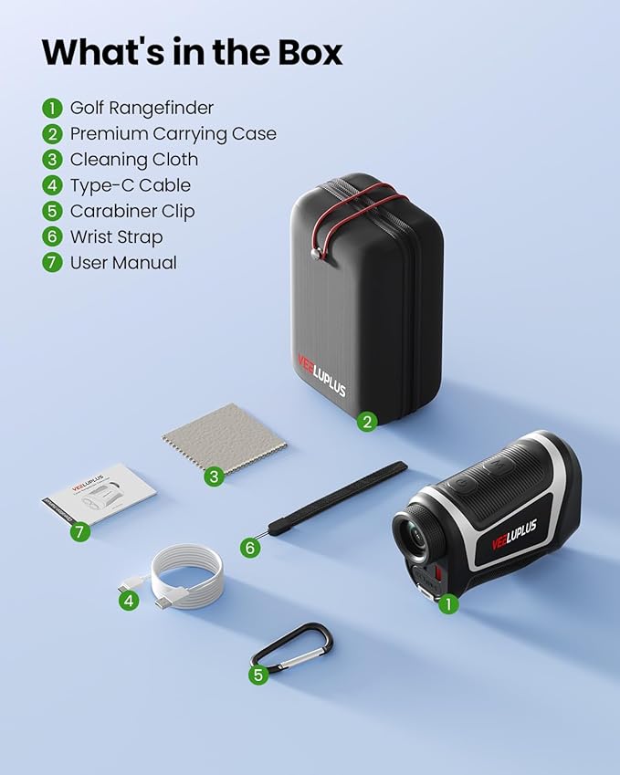 Golf Rangefinder with Slope, Golf- 660 Pro Rangefinder, Flag Pole Locking Vibration, 6X Magnification, Rechargeable, Golf Accessories Magnet Mount Rangefinders with LCD Clarity View