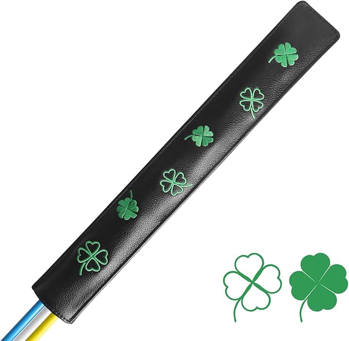 FINGER TEN Golf Alignment Stick Cover Headcover Rods Holder Case Leather 14''× 2'' in USA Black White Green Hold at Least 2 Sticks
