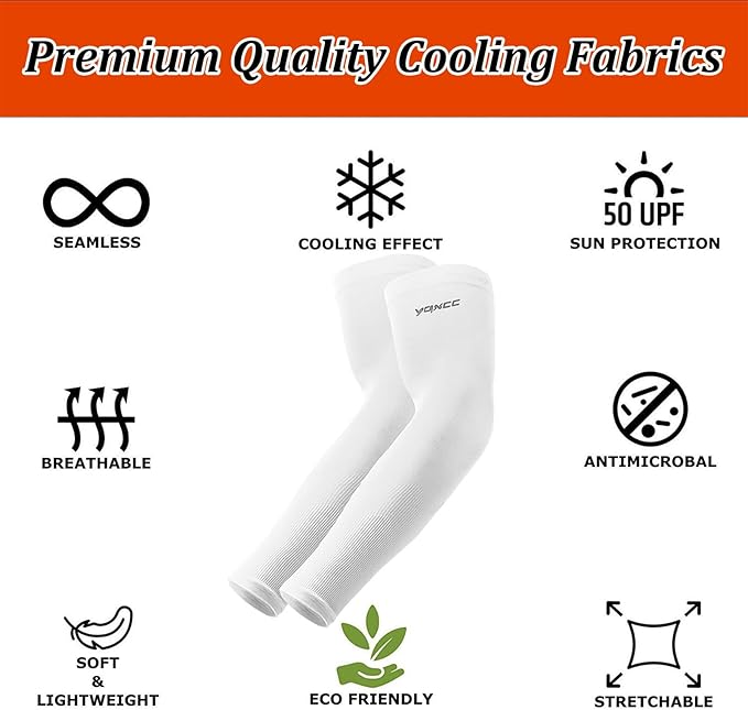 YQXCC 4 Pairs Arm Sleeves, Cooling UV Sun Protection Sports Compression Sleeves for Men Women, Golf Basketball Arm Sleeves