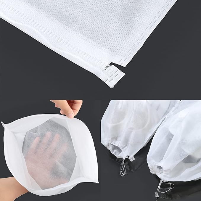 Travel Shoe Bags 10Pcs Non-woven Fabric Storage Bags Portable Dust Cover Pouch Packing Bags with Drawstring (Medium)