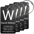 Personalized Luggage Tags for Suitcases 4 Pack – Custom Metal Name Tag for Travel, Golf Bag, and Baggage – Durable Aluminum Luggage Name Tags (Black, Vertical)