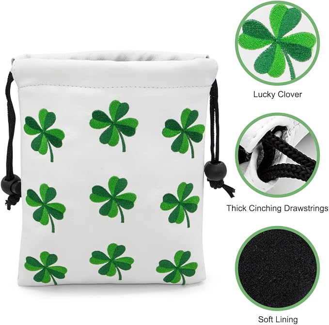 Golf Valuables Pouch, Leather Golf Tee Pouch with Drawstring Closure Golf Ball Tee Handbag Portable Golf Accessories