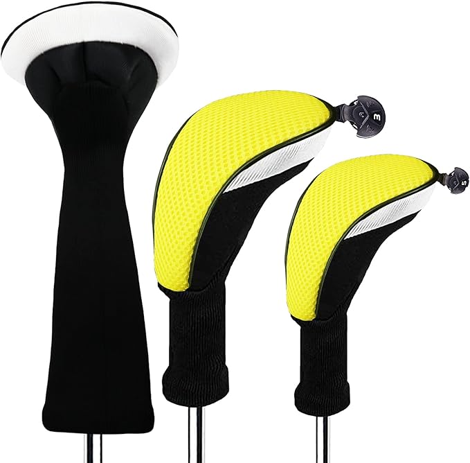 Golf Club Head Covers for Woods and Driver Hybrids Fairway Value Pack Protective Clubs Headcovers with Interchangeable No.Tags 1 3 5