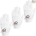 FINGER TEN All Weather Grip Golf Gloves Men Value 3 Pack for Right Handed Golfer, Hot Wet Rain Grip & Comfort Soft Glove for Premium Performance, Colors White Black Blue Sizes S M L XL
