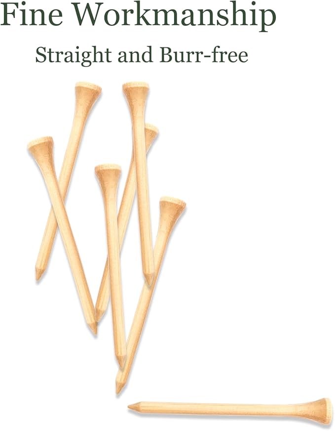 150 Pcs Bamboo Golf Tees 3 1/4 Inch, 83mm (3.25") Bamboo Tees, Friendly Biodegradable, Long and Tall Golf tees, More Durable and Stable, Ideal for Beginner