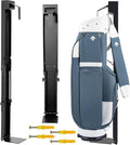 Adjustable Wall Mount Golf Bag Holder - 33.5" to 42.5" Tool-Free Length Adjustment, Heavy-Duty Alloy Steel Storage Rack for Garage, Home, and Golf Club Organization