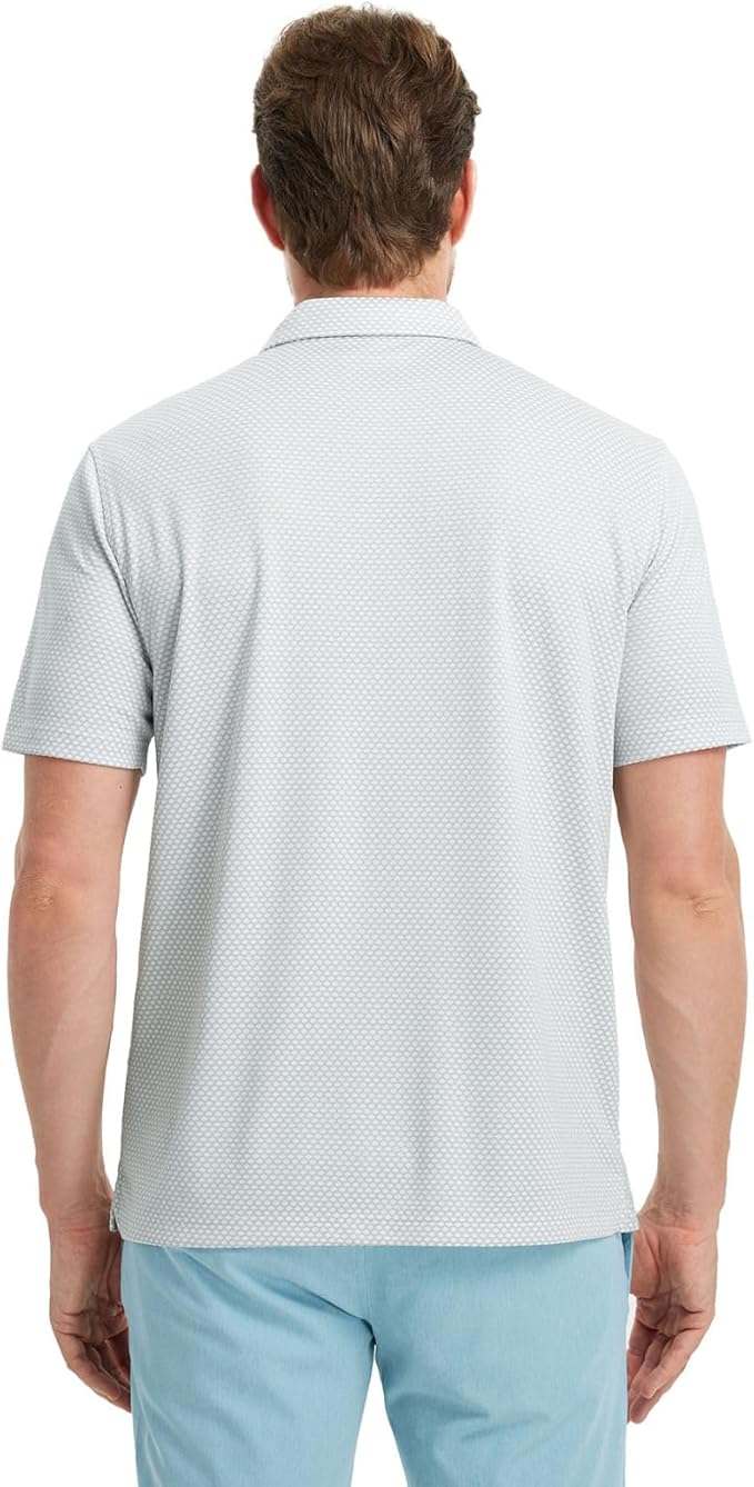 M MAELREG Golf Shirts for Men Moisture Wicking Jacquard Breathable Performance Dry Fit Collared Mens Polo Shirts Short Sleeve