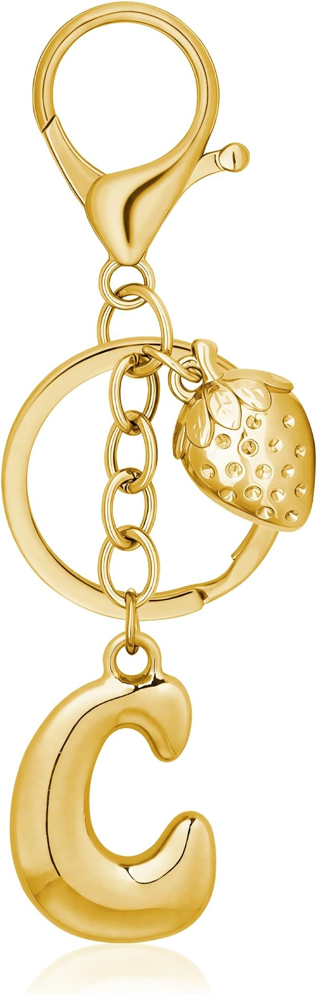 Gold Bubble Heart, Cherry, Bow & More Designs Letter Initial Keychain Bag Charms – Cute Purse Charms for Handbags