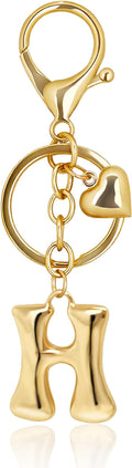 Gold Bubble Heart, Cherry, Bow & More Designs Letter Initial Keychain Bag Charms – Cute Purse Charms for Handbags