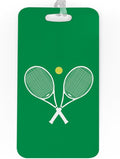 ChalkTalkSPORTS Tennis Luggage & Bag Tag | Crossed Tennis Rackets | Custom Info on Back | Large | Green