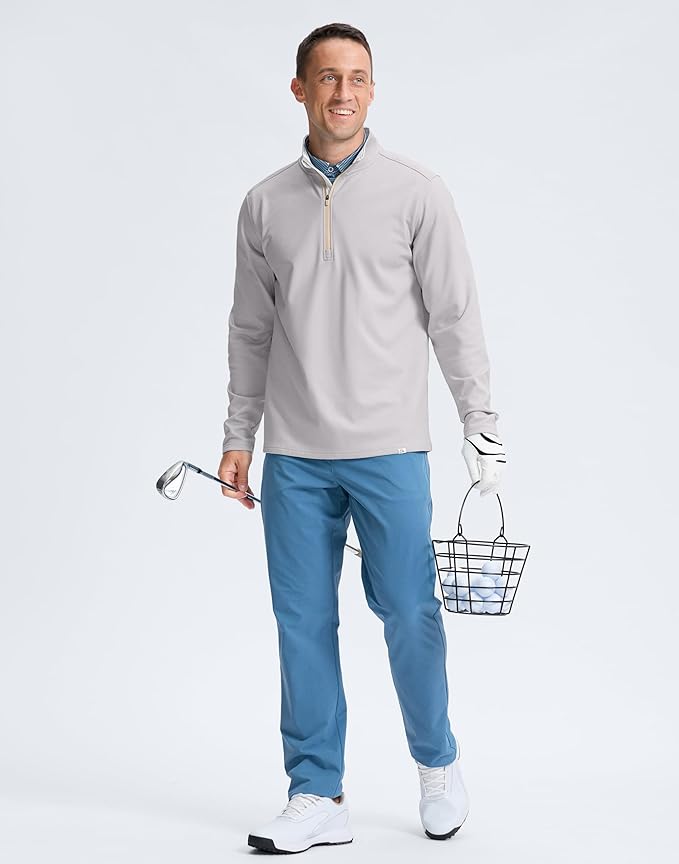 Obla Golf Quarter Zip Pullover Men Fleece Mock Neck Sweatshirt Winter Warm 1/4 Zip Long Sleeve Golf Shirt
