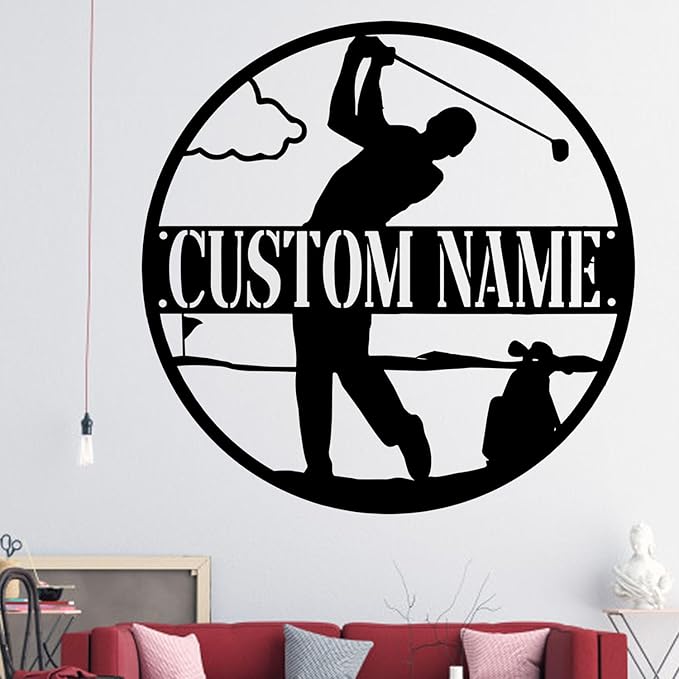 Custom Golf Golfing Metal Sign, Personalized LED Lights Wall Art, Unique Home Decor Gift for Golf Enthusiasts, Stylish Hanging Decor for Man Cave, Office, or Playroom