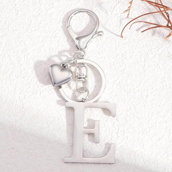 Metal Heart Alphabet Keychain for Women, Girls - Cute Initial Letter Accessories for Purse, Bag Charms and Backpack