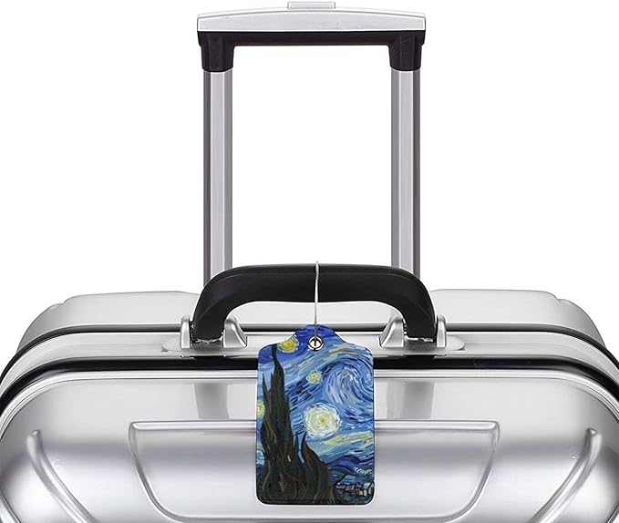 Starry Sky 2 Pcs Luggage Tags, Starry Night Privacy Cover Id Label with Stainless Steel Loop and Address Card for Suitcases & Travel Bags