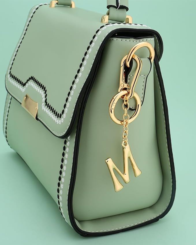 Gold Initial Keychain For Women Cute Bubble Letter Keychains Initial Bag Charm Personalized Keychain Accessories Gift