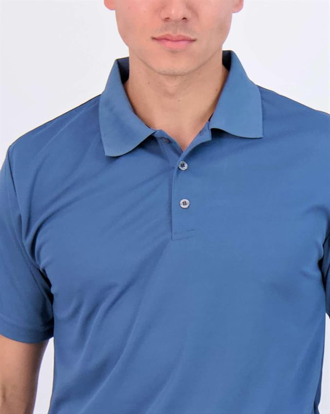 Real Essentials 3 Pack: Men's Quick-Dry Short Sleeve Athletic Performance Polo Shirt (Available in Big & Tall)