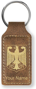 LaserGram Rectangle Keychain, Coat of Arms Germany, Personalized Engraving Included (Rustic with Gold)