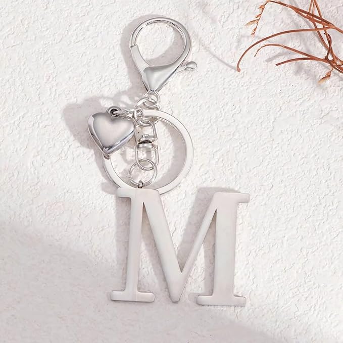 Metal Heart Alphabet Keychain for Women, Girls - Cute Initial Letter Accessories for Purse, Bag Charms and Backpack
