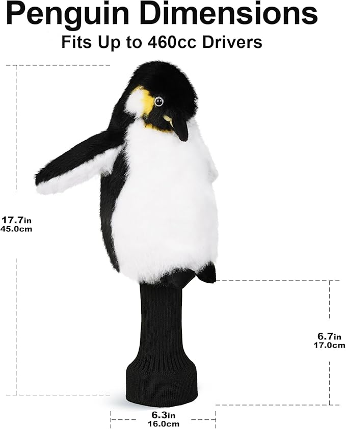 Big Crazy Funny Driver Headcover, Fairway Wood Hybrid Headcover, Golf Head Covers with Long Neck, Animal Plush Golf Club Covers, Golf Club Protector, and Funny Present