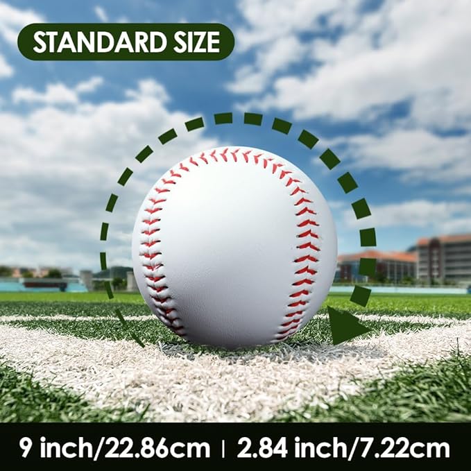 Bucket of Training Baseballs - Standard Size, 12 Pack Unmarked & Blank 9 inch for Practice & League Play,Autographs, Pitching,Gifts