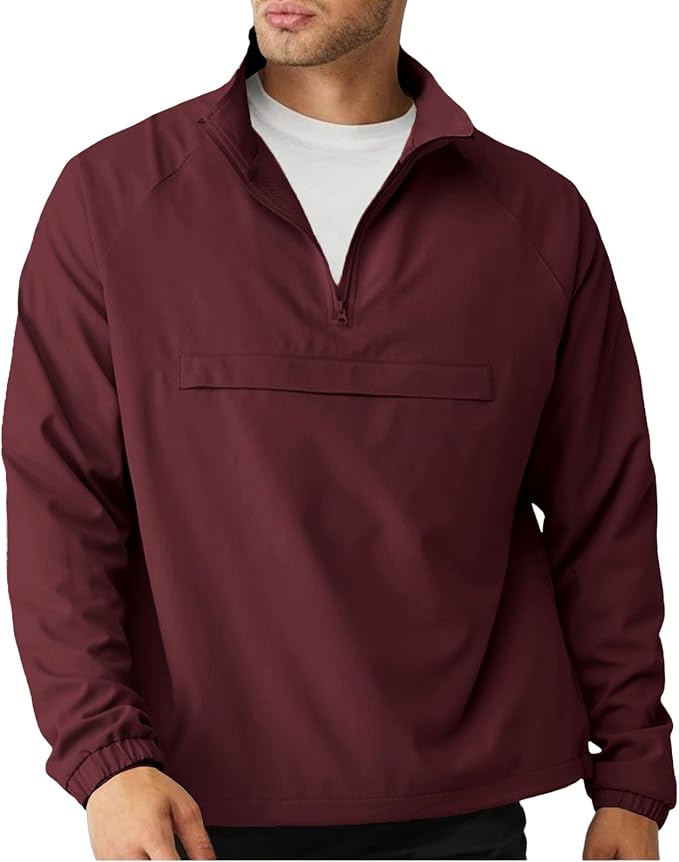Opomelo Men's Athletic Quarter Zip Pullover Golf Hiking Running Lightweight Jacket Workout Sweatshirt With Pocket
