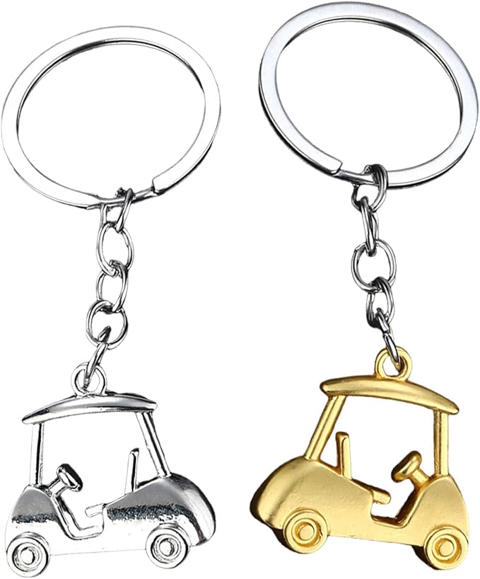 Pack Of 2 Zincs Alloy Realistic Golf Cart Keychains Golf Themed Holder Lightweight For Keys Bags Accessories