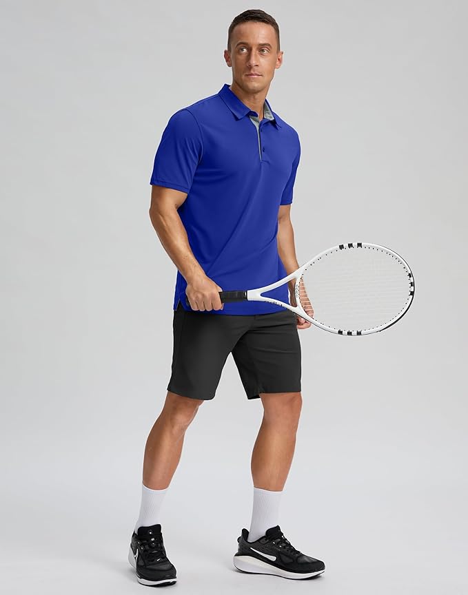 Men's Golf Shirts Dry Fit Moisture Wicking Performance Short Sleeve Collared Polo Shirts for Casual Athletic Business
