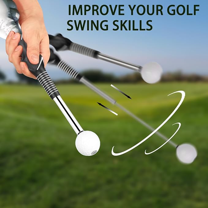 Retractable Golf Swing Trainer, Golf Training Aid and Grip Trainer with Click Feedback for Right-Handed - Ideal Golf Swing Training Aid for Indoor & Outdoor Practice Use1