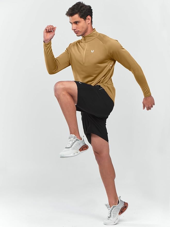 NORTHYARD Quarter Zip Pullover Men Running Shirt Long Sleeve Moisture Wicking Quick Dry Athletic Workout Shirts