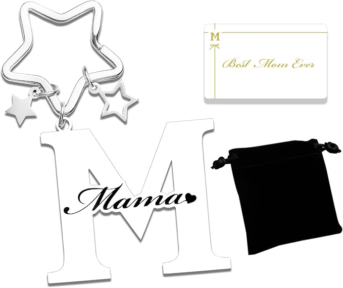 Qunrwe Stainless Steel Initial Letter A-Z Keychain,Inspirational Gifts for Women Men Friends Daughter Son Sister Dad Mom
