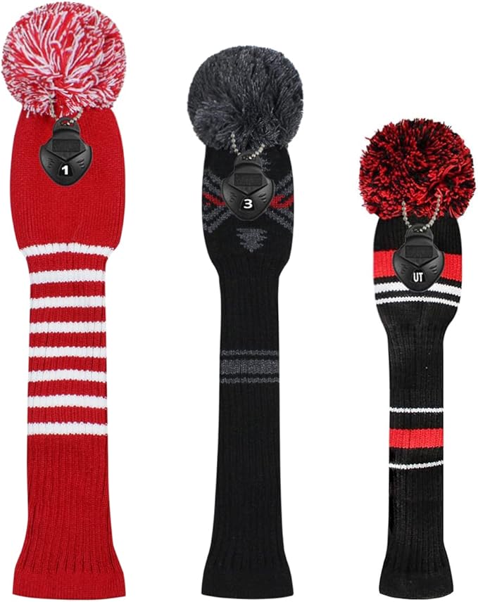 Scott Edward Knit Golf Head Covers for Woods Set of 3 Fits Well Driver(460cc) Fairway Wood and Hybrid(UT) The Perfect Change for Golf Bag