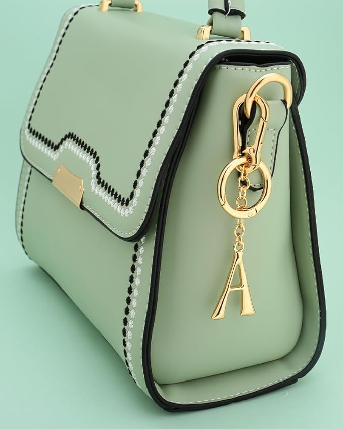 Gold Initial Keychain For Women Cute Bubble Letter Keychains Initial Bag Charm Personalized Keychain Accessories Gift