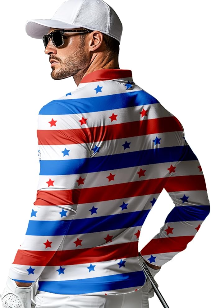 Men's Long Sleeve Golf Shirt Quick Dry 3 Button Work Fishing Outdoor Casual Collar Shirt
