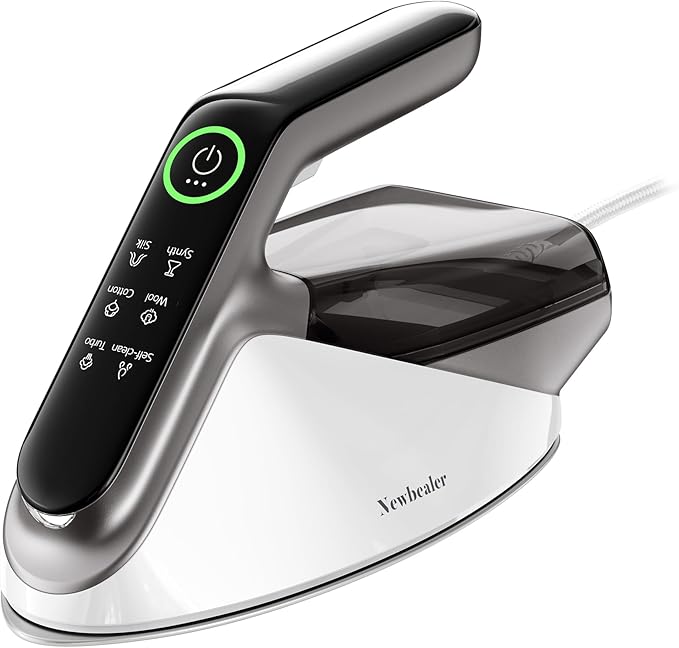 Newbealer Steam Generator Iron, 1500W Turbo Steamer for Clothes, 2 Bar Pressure Clothes Iron, 4 Steam & 4 Dry Heat Modes, Fast Heat-Up, 350ml Detachable Tank, Auto-Off, Self-Cleaning (Silver)