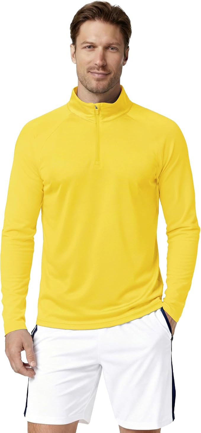 Boladeci Men's UPF 50+ Sun Shirts 1/4 Zip Long Sleeve SPF UV Protection Lightweight Quick Dry Quarter Zip Golf Shirts