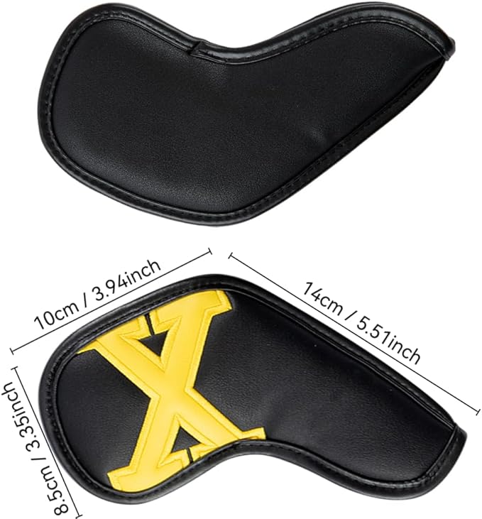 Golf 10pcs Thick Synthetic Leather Golf Iron Head Covers Set Headcover Fit All Brands Callaway Ping Taylormade Cobra Etc. Also Custom Name