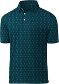 JACKETOWN Mens Polo Shirts Short Sleeve Print Dry Fit Performance Moisture Wicking Casual Collared Golf Shirts