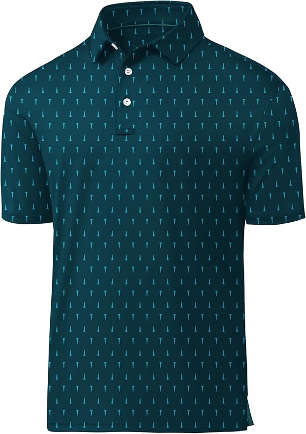 JACKETOWN Mens Polo Shirts Short Sleeve Print Dry Fit Performance Moisture Wicking Casual Collared Golf Shirts