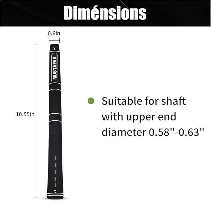 MUSTAFAR Premium Rubber Midsize Golf Grips 13 Pack -Enhanced Traction and Comfortable,Durable Golf Club Grips 4 colors Available