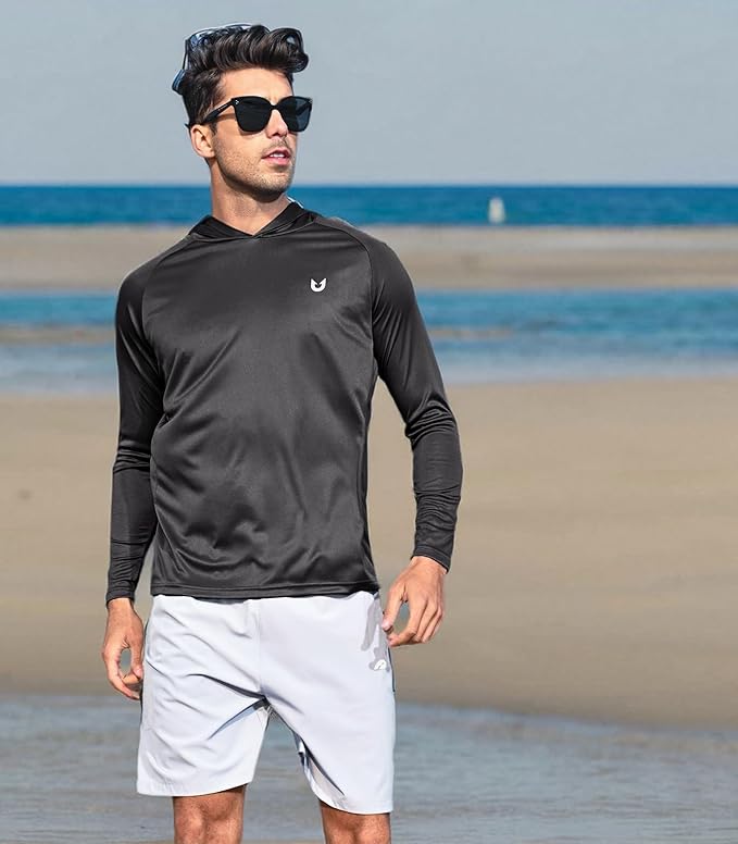 NORTHYARD Men's UPF 50+ Hoodie Shirts Long Sleeve Sun Protection Fishing Swim Beach UV SPF Rash Guard Quick Dry Lightweight
