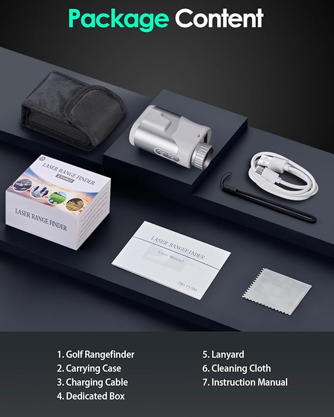 JUSTDOMI 1200 Yards Laser Range Finder Golf Magnetic, 7X Magnification Golf Rangefinder with Slope, Laser Rangefinder for Golf Hunting Archery Distance Finder Rechargeable & Flag Lock Vibration