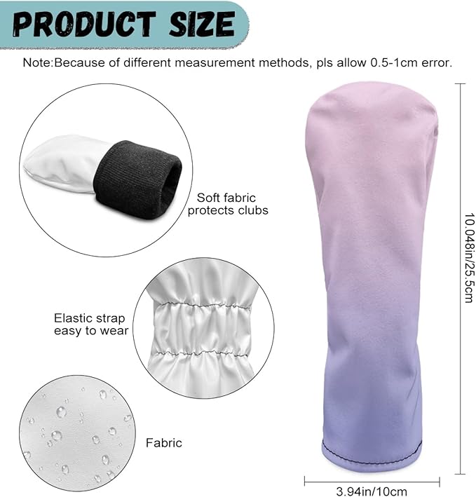 Golf Club Head Covers for Club Protective, Waterproof PU Leather Driver Fairway Wood Hybrid Head Cover