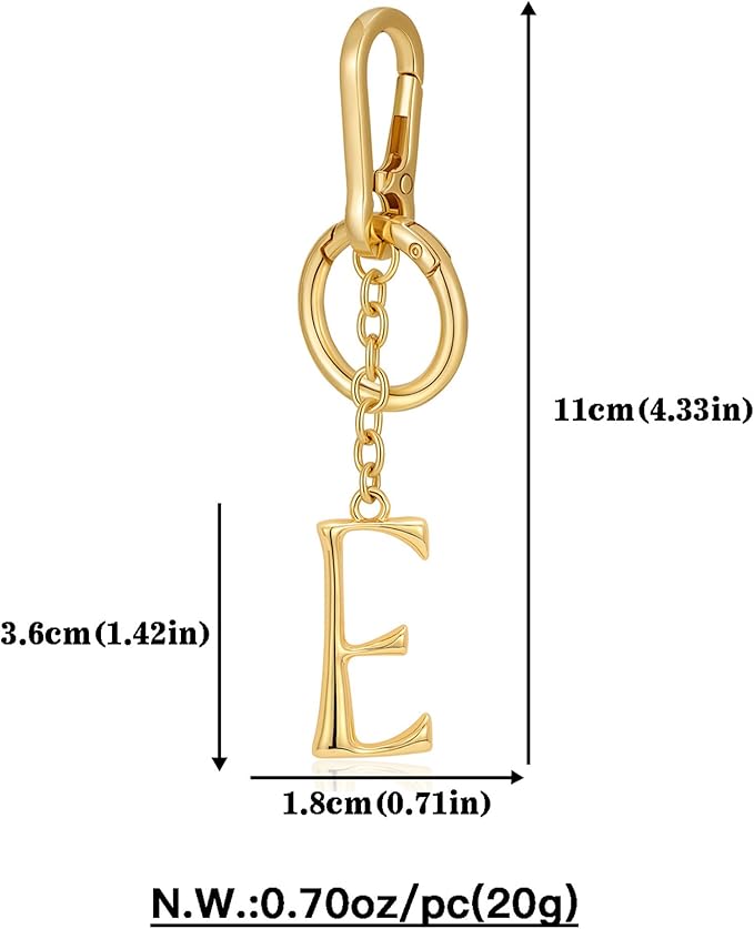 Gold Initial Keychain For Women Cute Bubble Letter Keychains Initial Bag Charm Personalized Keychain Accessories Gift